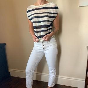 Striped Blue and Cream Knit Shirt